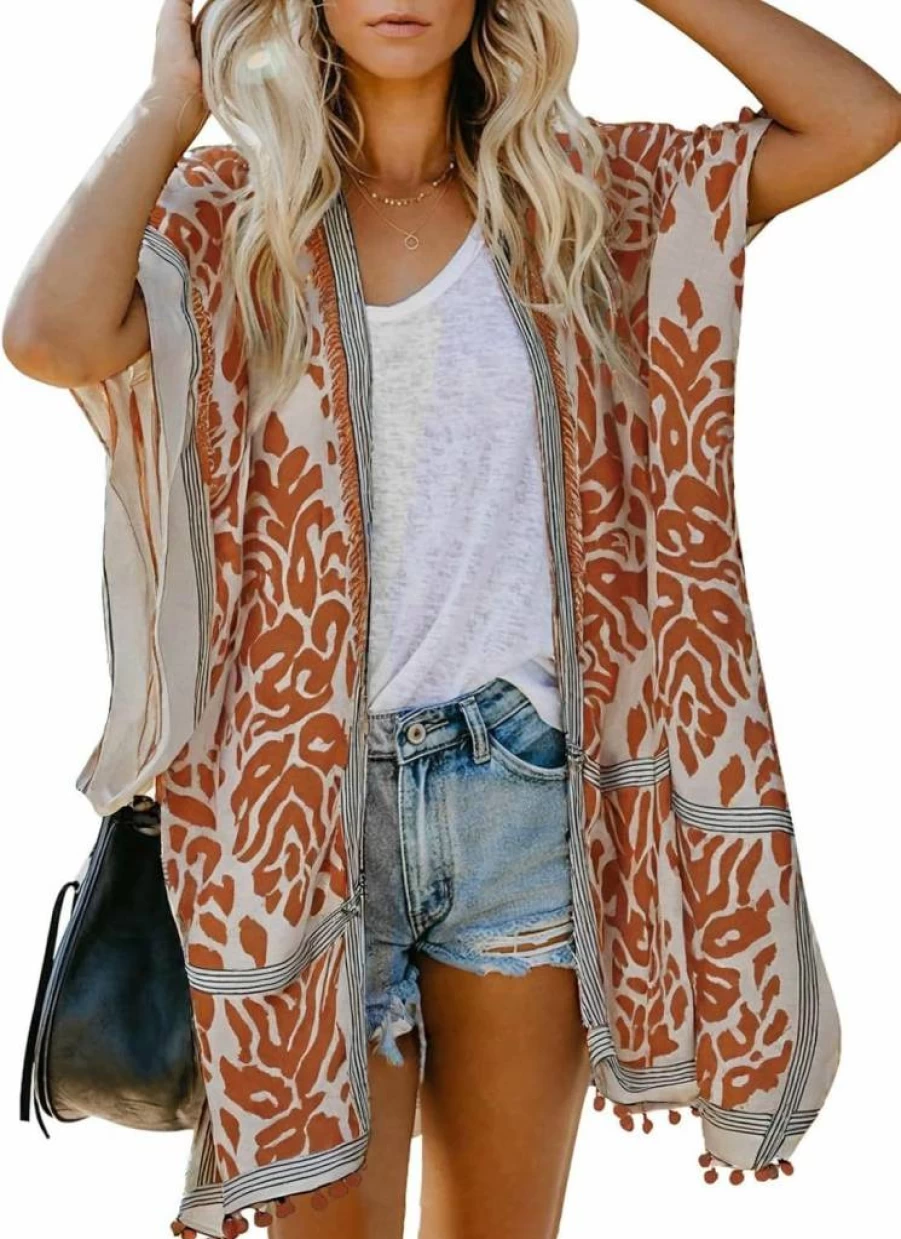 Dokotoo Women's 2025 Summer Floral Kimono Cover Up Beach Cardigan for Swimsuits and Vacation