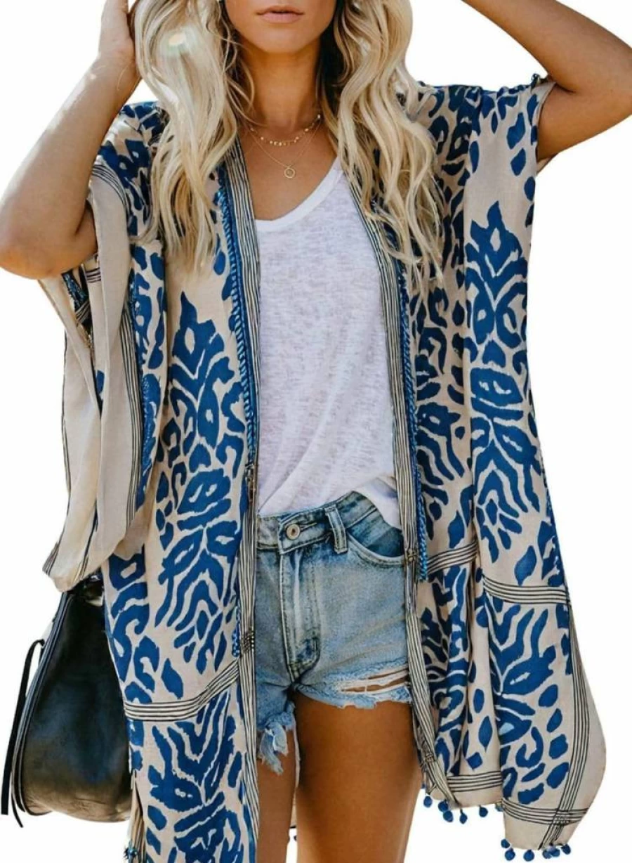 Dokotoo Women's 2025 Summer Floral Kimono Cover Up Beach Cardigan for Swimsuits and Vacation