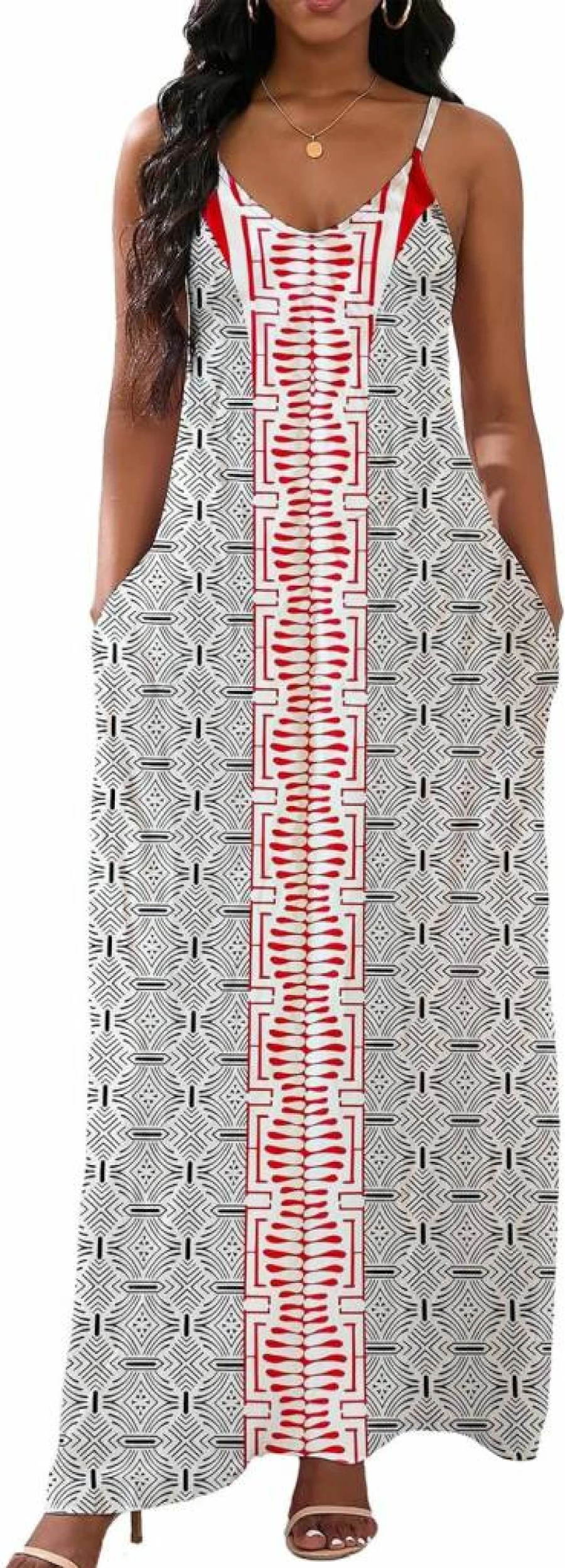 Vunahzma Women's Plus Size Casual Sleeveless Maxi Dress with Pockets - Loose Fit Long Summer Dress