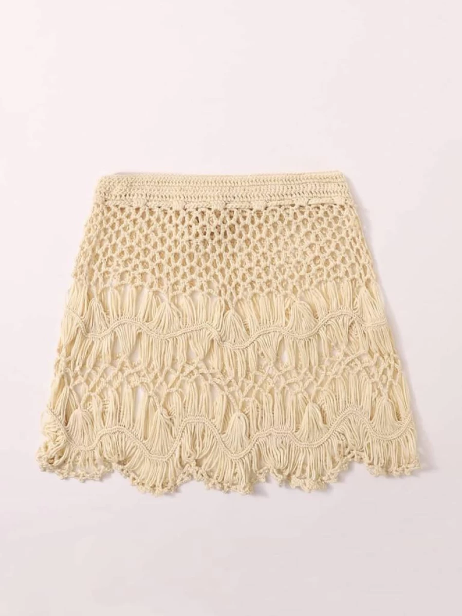 Floerns Women's Crochet Beach Cover Up Skirt - Tie Waist Swimwear Wrap - Lightweight Summer Swim Cover Up Dress