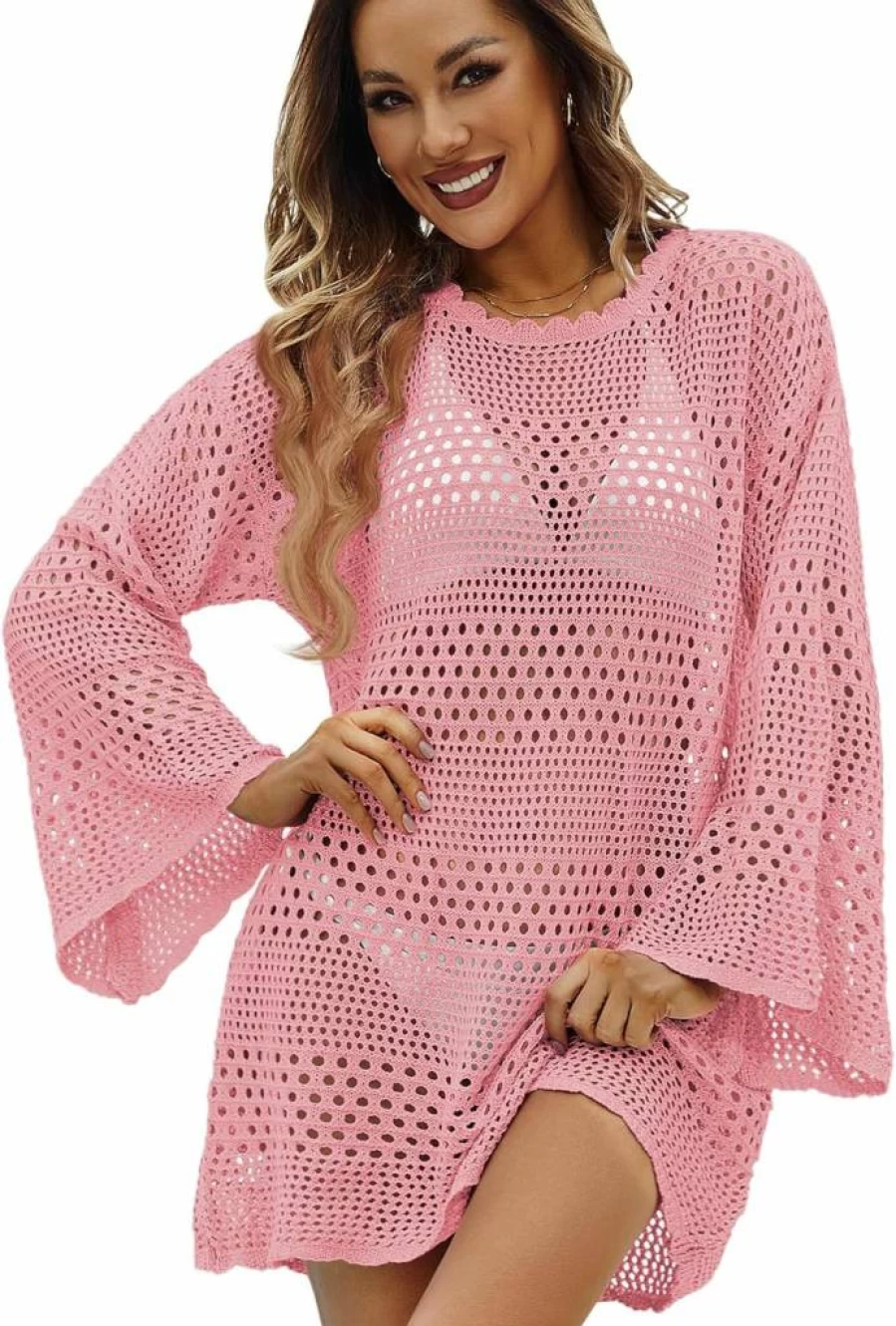 CoCozy Women's Crochet Beach Cover Up Dress - Lightweight Knitted Bikini Swimsuit Coverup for Vacation & Summer 2025