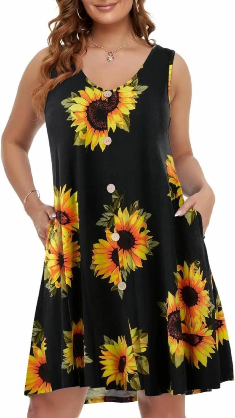 BELAROI Women's Summer Beach Dress - V Neck Casual Swing Sundress with Pockets, Tshirt Dress Swimsuit Cover Up