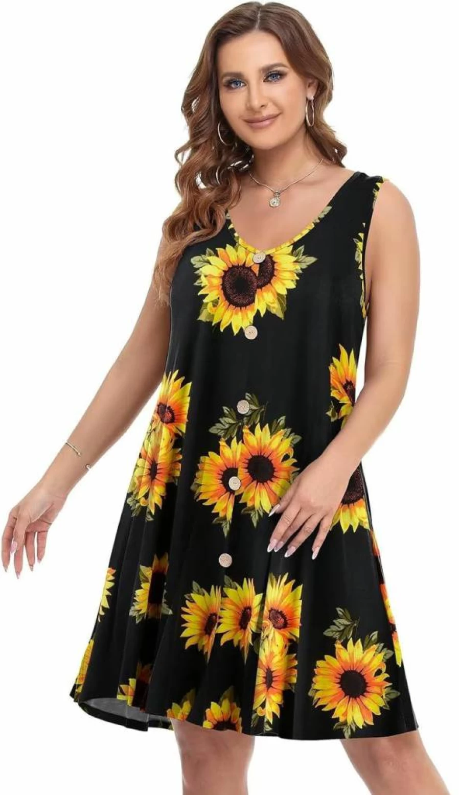 BELAROI Women's Summer Beach Dress - V Neck Casual Swing Sundress with Pockets, Tshirt Dress Swimsuit Cover Up