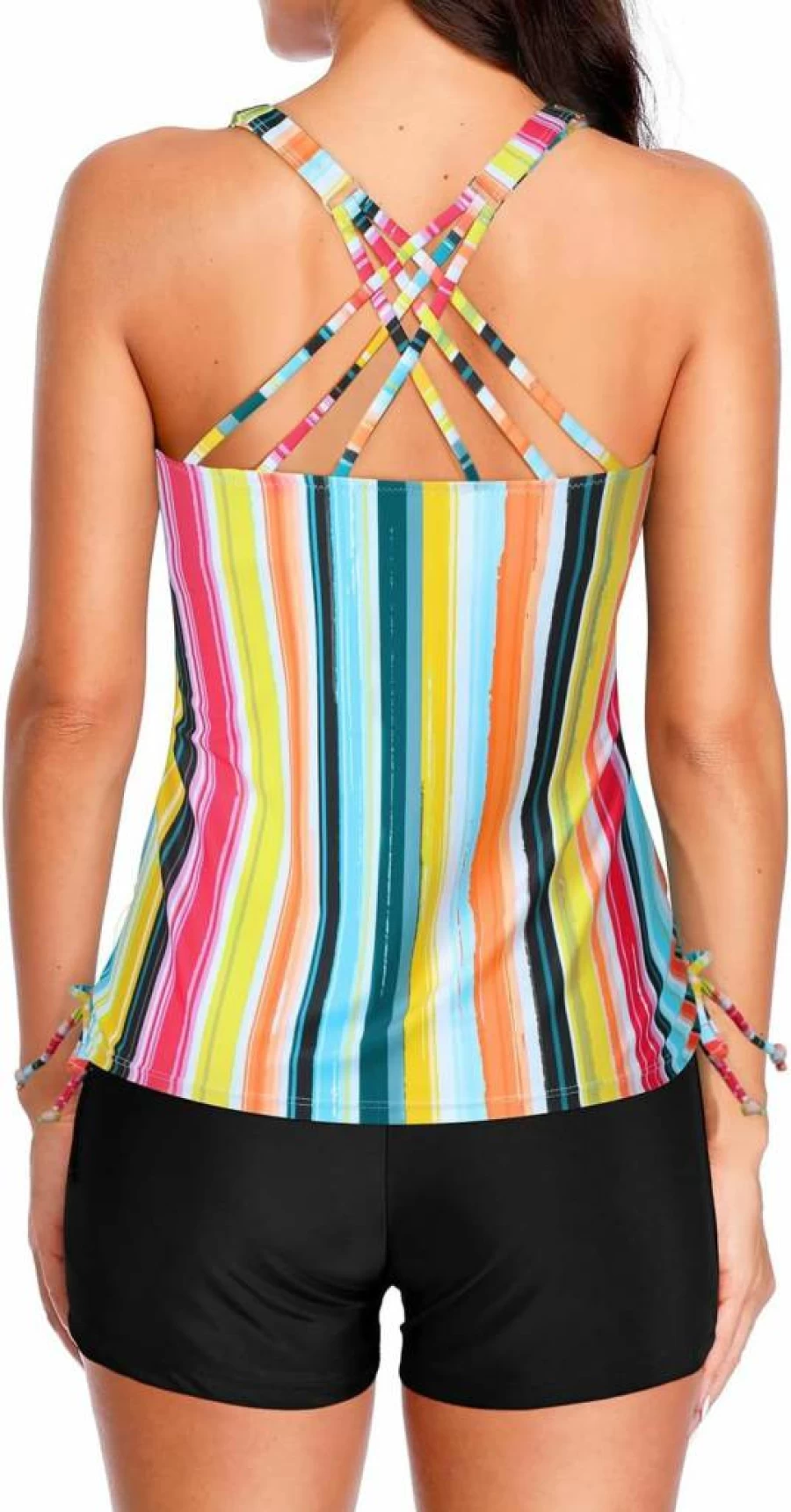 Tempt Me Women's Tummy Control Two-Piece Tankini Swimsuits with Athletic Shorts – High-Waist Bathing Suit for Sports & Beach