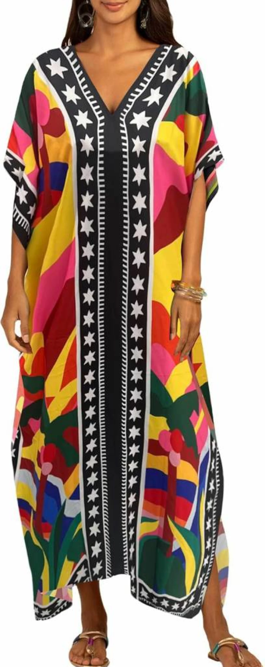 Bsubseach Plus Size Kaftan Dress - Women's Maxi Beach Cover Up Swimsuit Caftan for Summer
