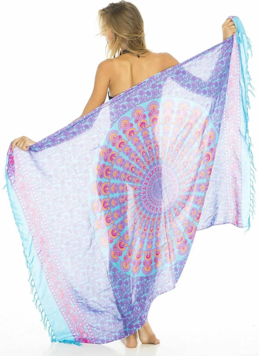 Back From Bali Women's Peacock Print Sarong Wrap - Beach Cover Up, Bikini Wrap, Swimsuit Accessory