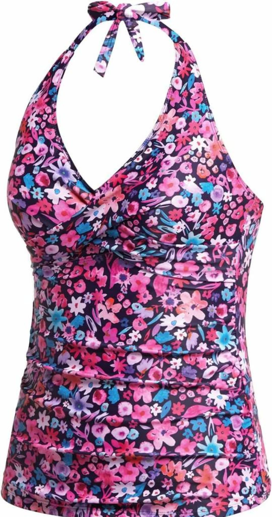 Tempt Me Women's Halter Tankini Top - Tummy Control Twist Front V-Neck Swimwear No Bottom