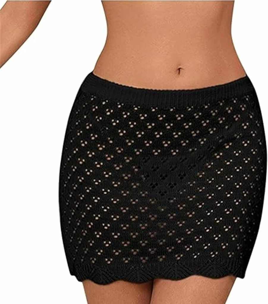 LDDCX Women's Hand Crochet Hollow Out Shell Beach Cover Up Skirt – Khaki Swimsuit Swimsuit Cover Up for Summer