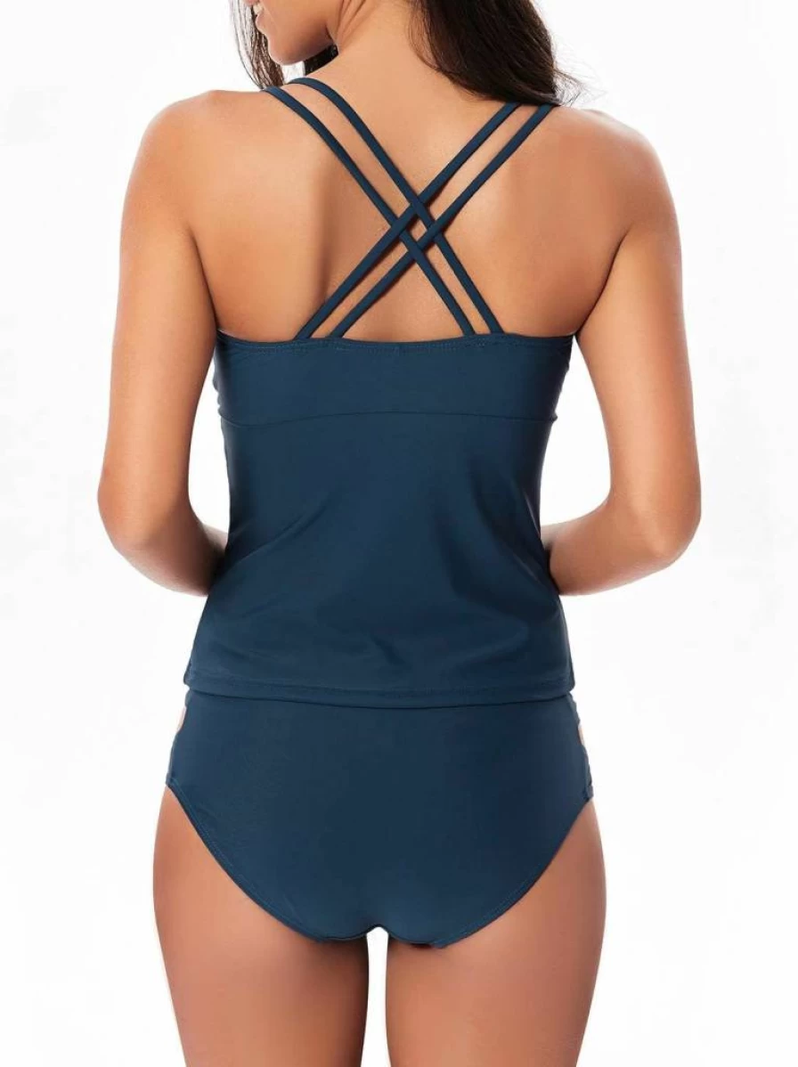 BIKINX Women's Plus Size Tummy Control Tankini Two-Piece Swimsuit - High Waist Bathing Suits for Women