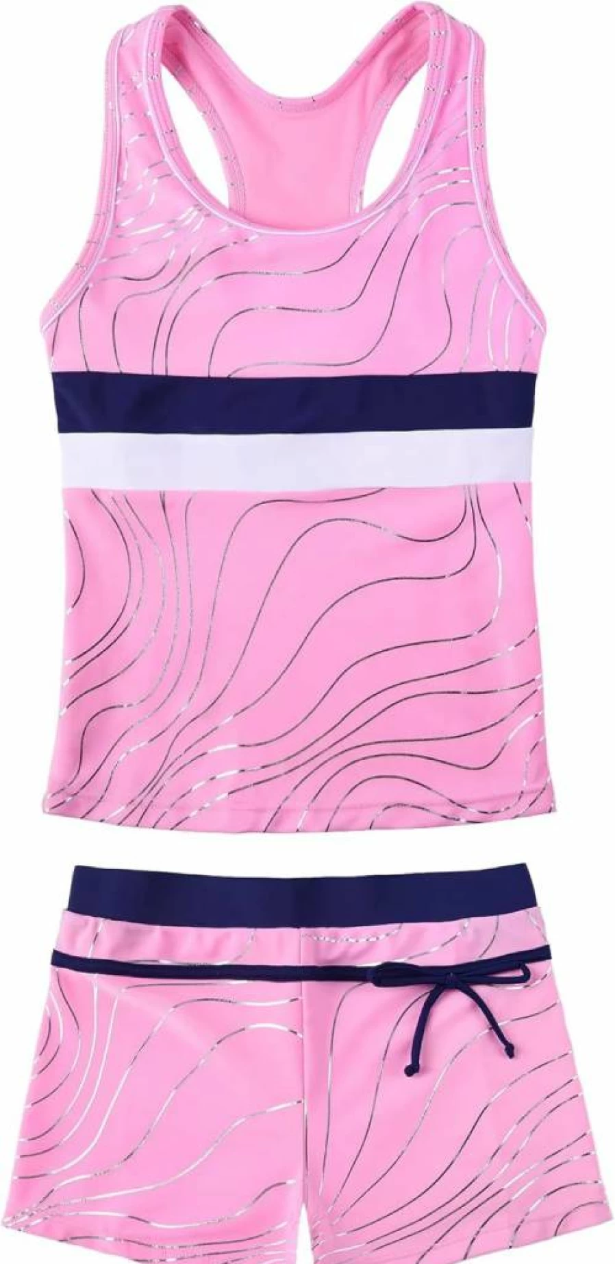 JerrisApparel Girls' Two-Piece Tankini Swimsuit with Boyshort Bottom for Summer