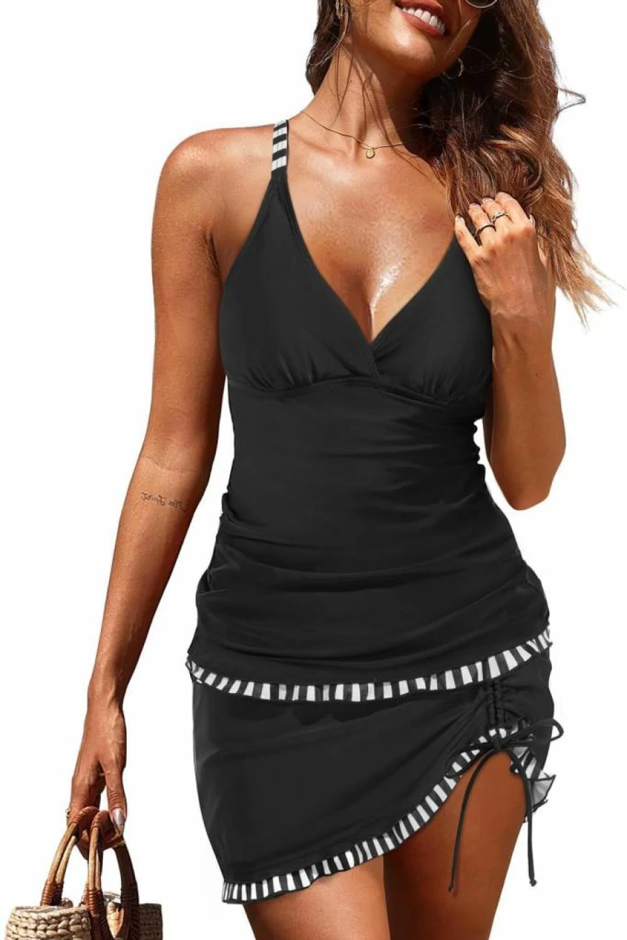 Daci Women's Tummy Control Tankini Swimwear Set with Skirt - 2 Piece Skirted Bathing Suits for Women