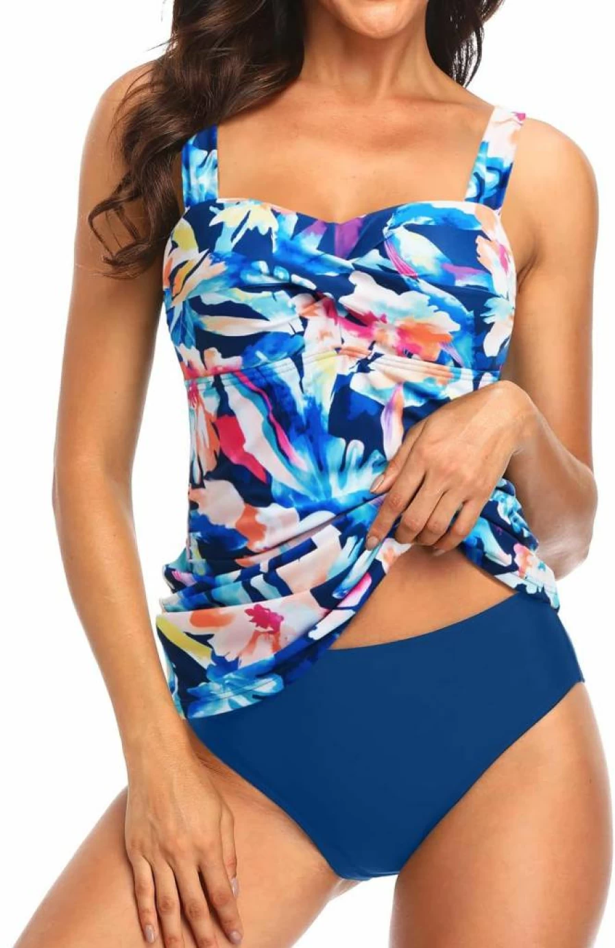 Holipick Women's Two-Piece Underwire Tankini Swimsuit - Tummy Control Bandeau Top & Matching Bottom Bathing Suit