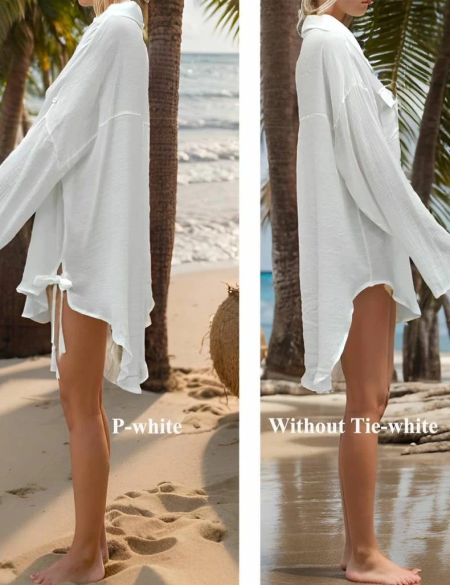 Bsubseach Women's Beach Cover Up Shirt - Lightweight Button Down Blouse for Swimwear