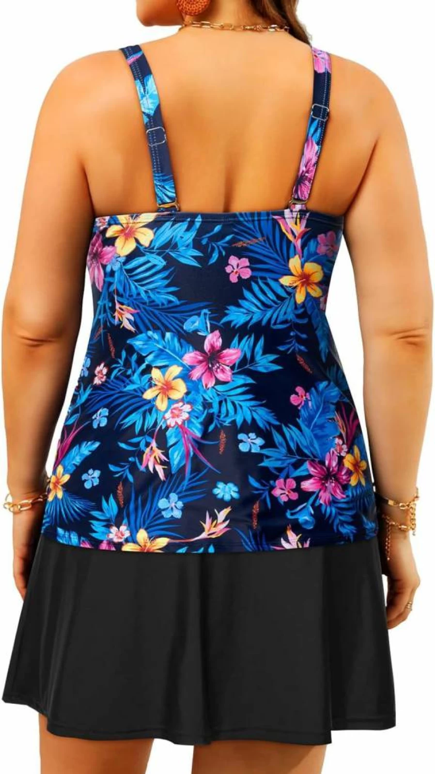 Daci Plus Size Tummy Control Tankini Swimsuit with Skirt - 2 Piece Ruched Bathing Suit for Women