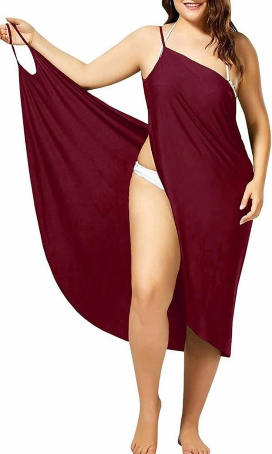Jomago Women's Beach Cover Up Sarong Dress - Lightweight Spaghetti Strap Swimsuit Wrap Midi Dress for Summer