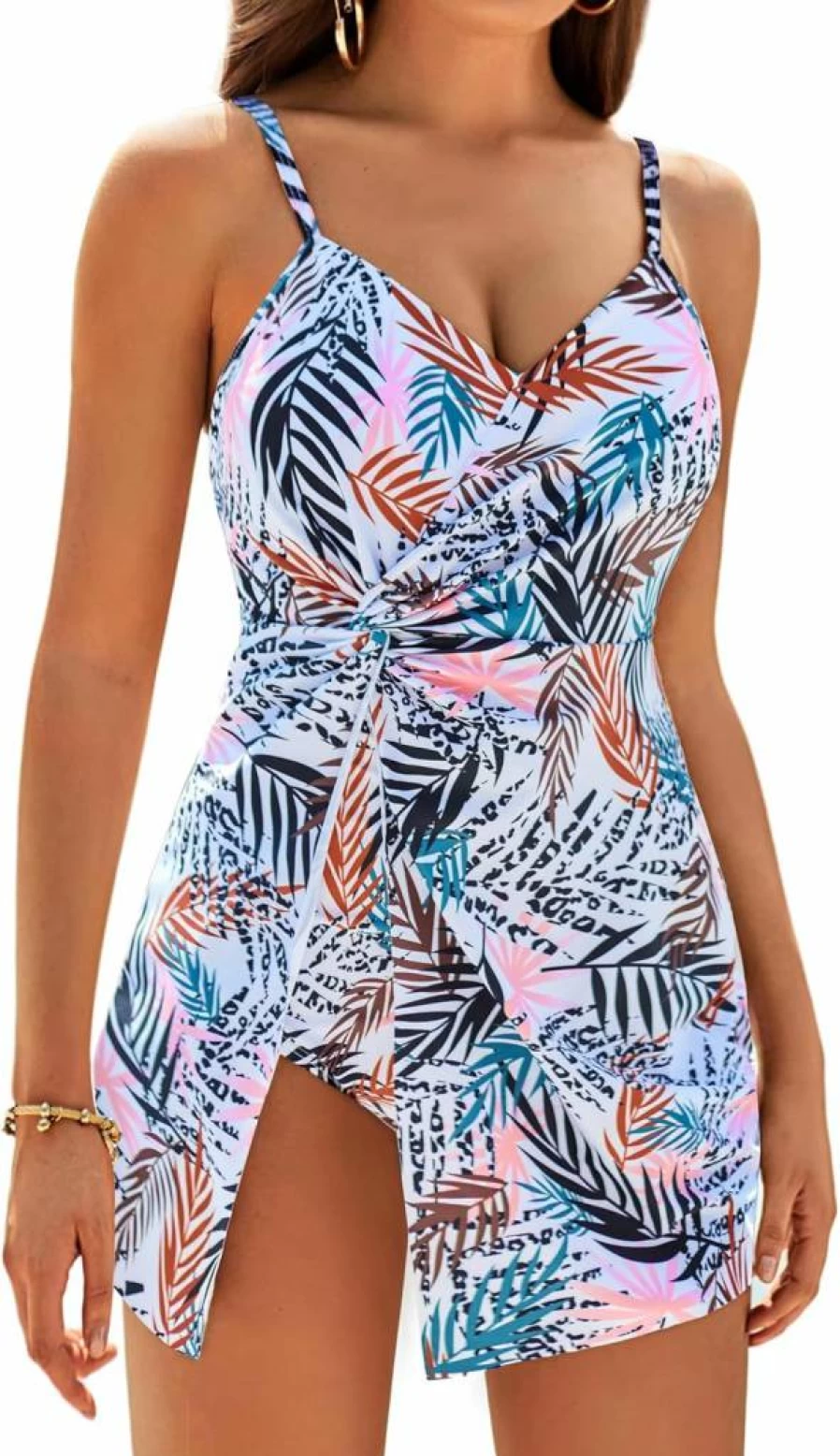 GRACE KARIN Women's V-Neck Tummy Control Swim Dress - One Piece Bathing Suit for Beach Vacation