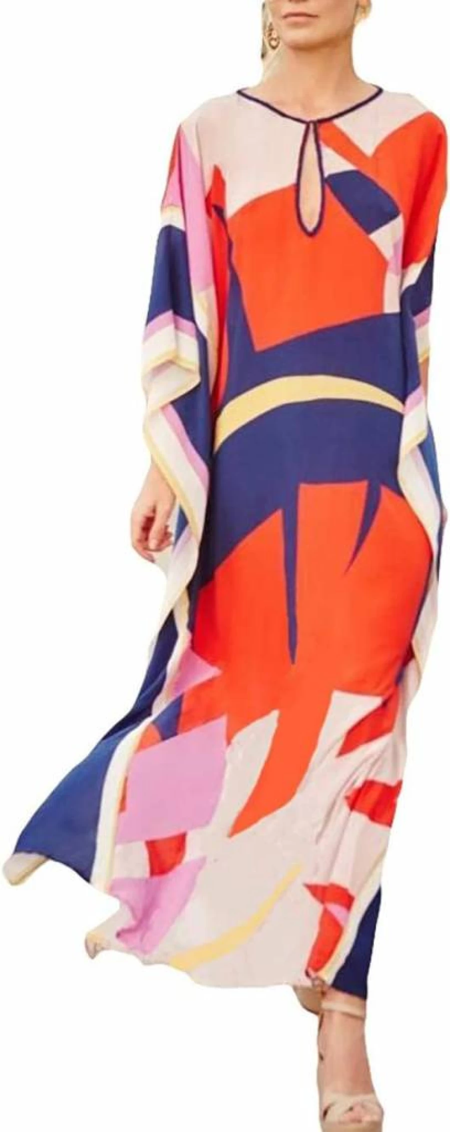 Eddoyee Women's Flowy Beach Kaftan Dress - Lightweight Swimsuit Cover Up for Summer