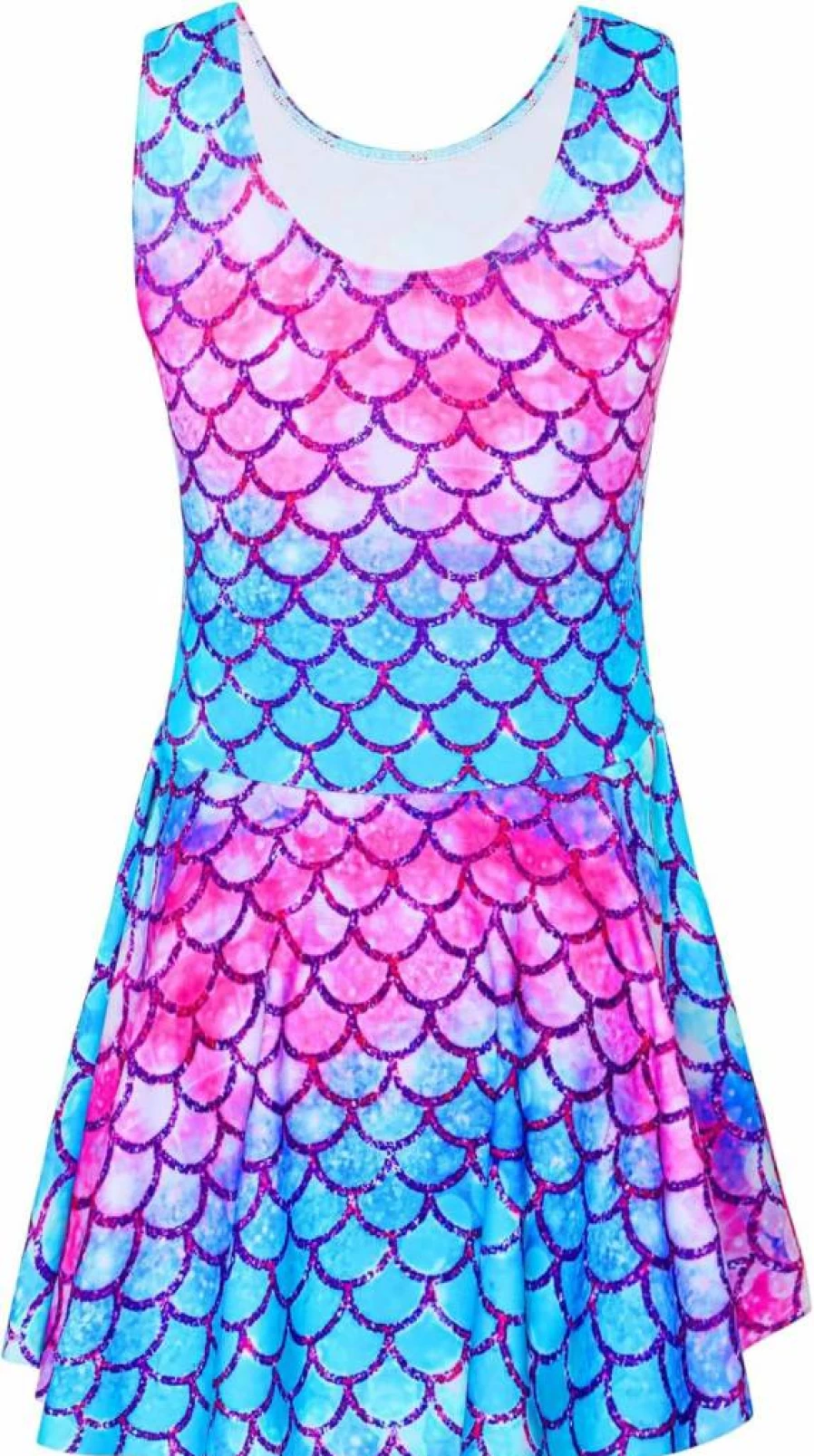 WhizBuzz UPF 50+ Girls One Piece Swim Dress Sleeveless Kids Bathing Suit Summer Swimwear with Skirt Sun Protection