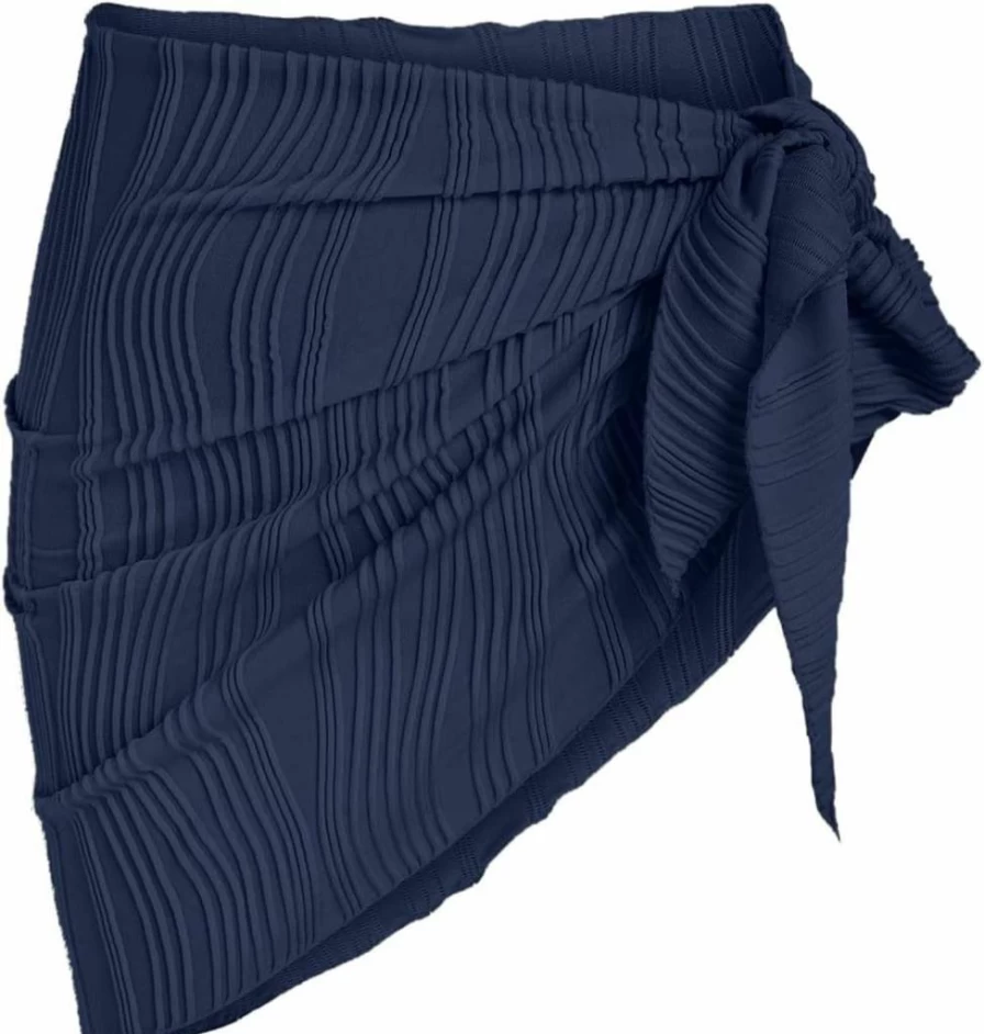 ZAFUL Women's Metallic Shiny Beach Cover Up - Sheer Sarong Wrap Skirt for Swimsuits & Bikinis