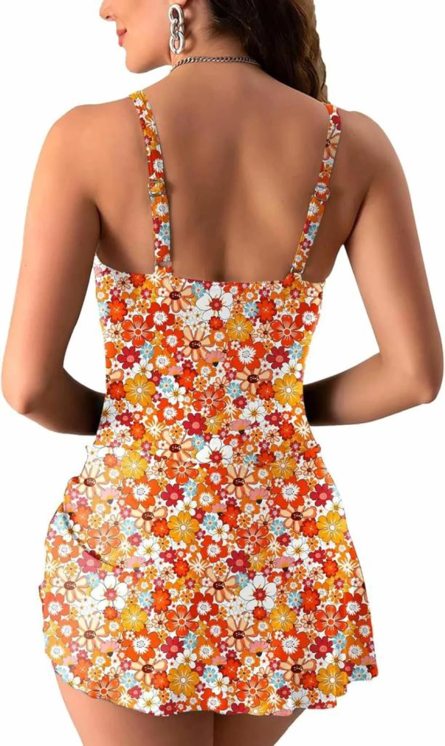 Goodstoworld Women's Tummy Control Swimdress with Adjustable Straps & Tie Knot Detail - Sexy One Piece Swimsuit for Women S-XXL