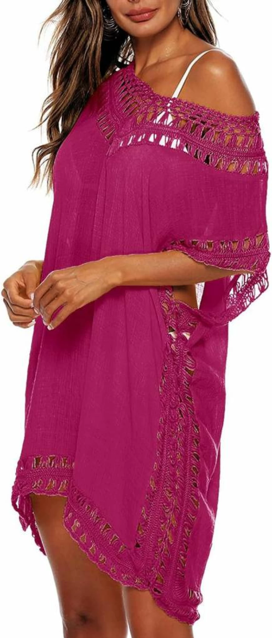 Cysincos Women's Hollow Out Bikini Cover Up Beach Swimsuit Wrap Lightweight Swimwear Coverups