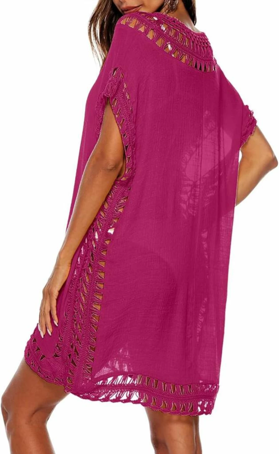 Cysincos Women's Hollow Out Bikini Cover Up Beach Swimsuit Wrap Lightweight Swimwear Coverups