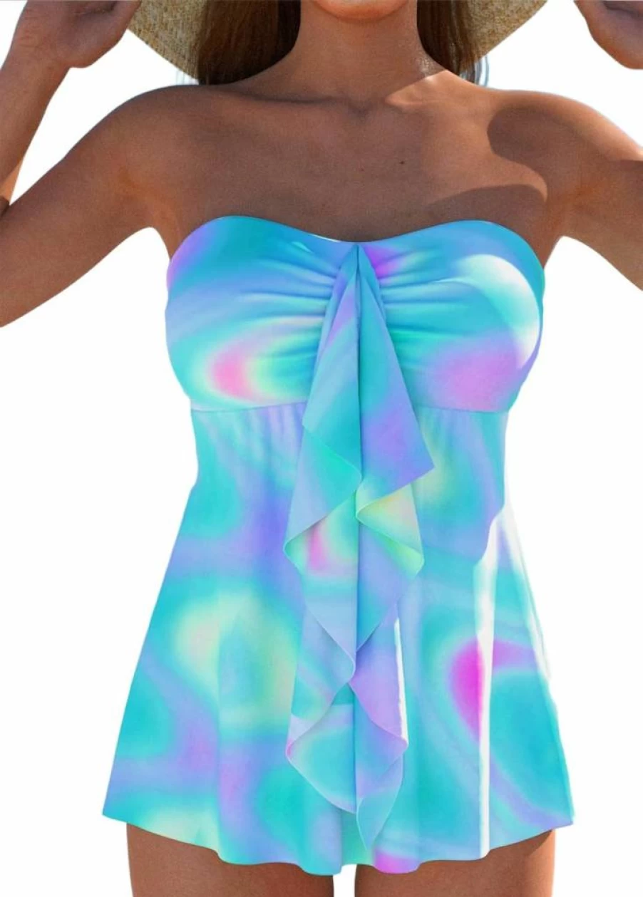 ROSEWE Women's Two-Piece Tankini Swimsuits - Removable Halter Bikini Top & High-Waisted Briefs Flyaway Beachwear