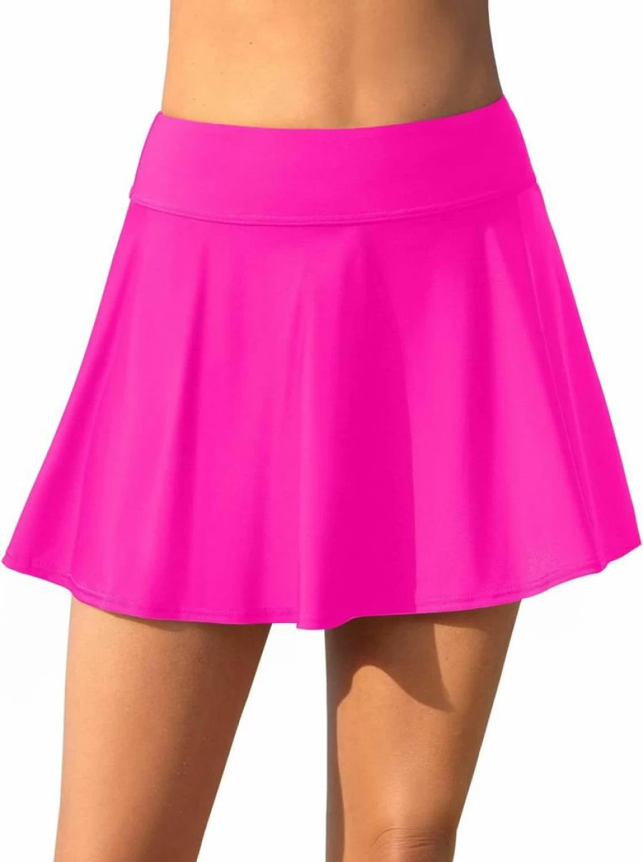 Aqua Eve High Waisted Tummy Control Swim Skirt for Women - Plus Size Bathing Suit Bottom