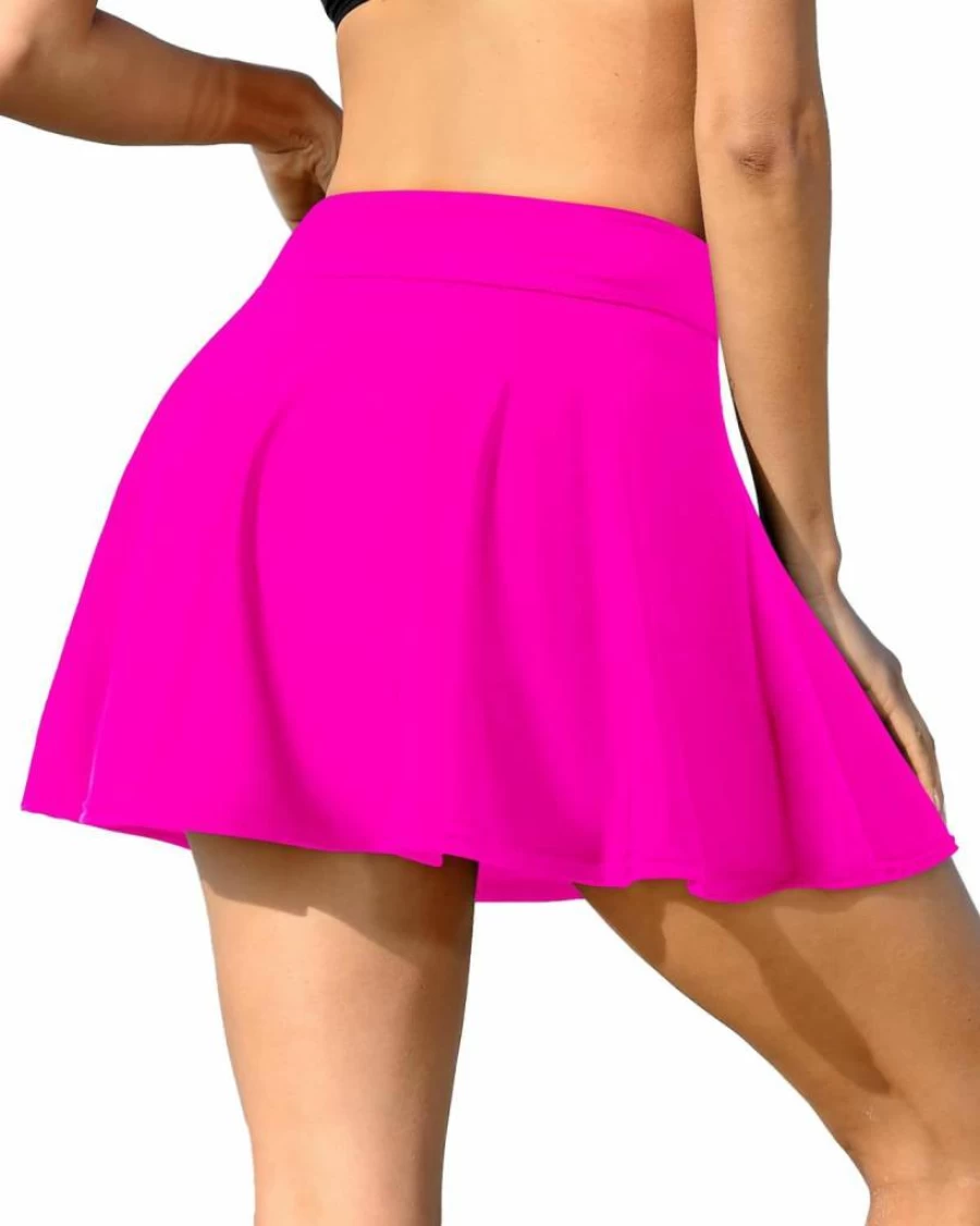 Aqua Eve High Waisted Tummy Control Swim Skirt for Women - Plus Size Bathing Suit Bottom