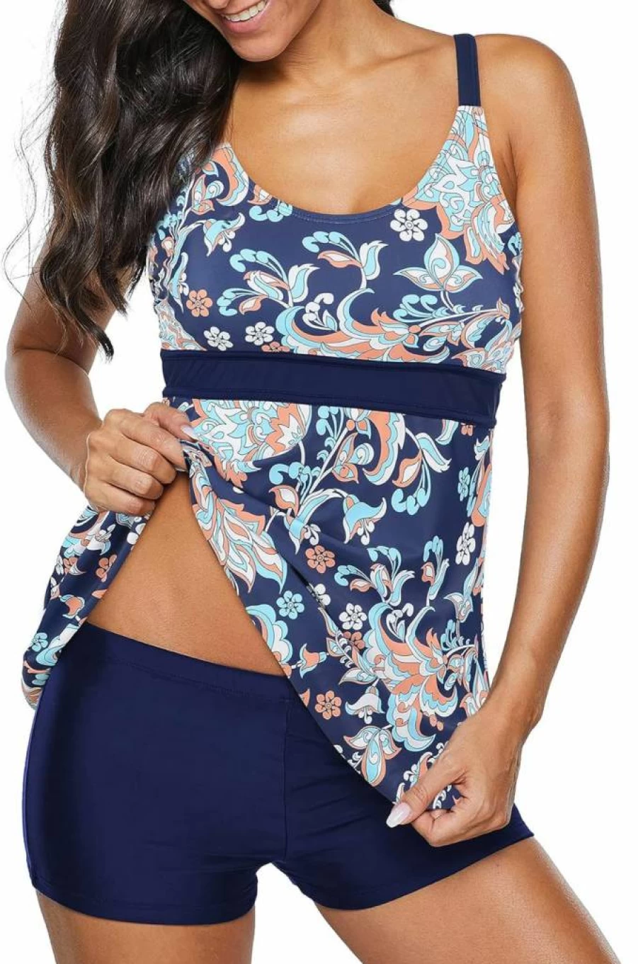Zando Women's Tummy Control Tankini Swimsuits 2025 - Flowy Bathing Suit Top with Boyshorts Swimwear