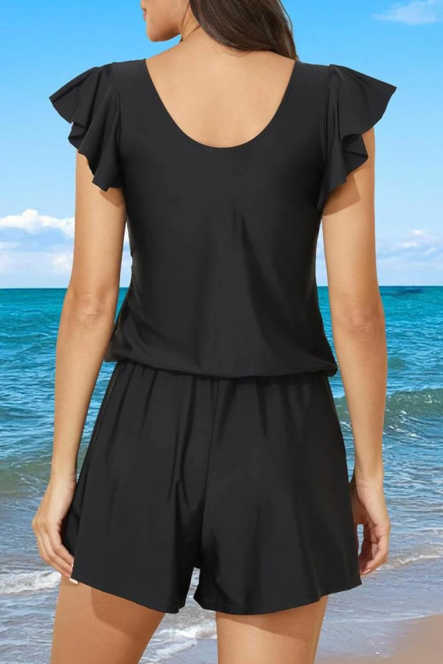 Smismivo Modest One Piece Swimsuit for Women - Full Coverage Swim Dress with Built-In Bra and Pockets