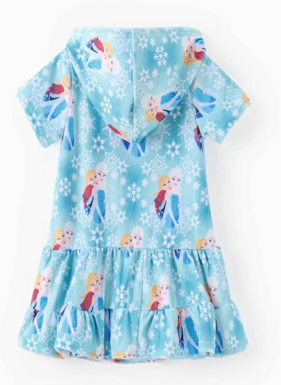 Disney Frozen Stitch Minnie Mouse Girls Hooded Swim Cover Up Terry Cloth Zip-Up Bathing Suit Wrap