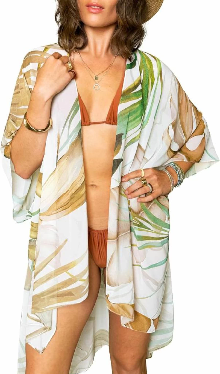 CATCHY & CRAFTY Women's Floral Boho Kimono Cardigan - Beach Cover Up, Resort Wear, Cruise Gift