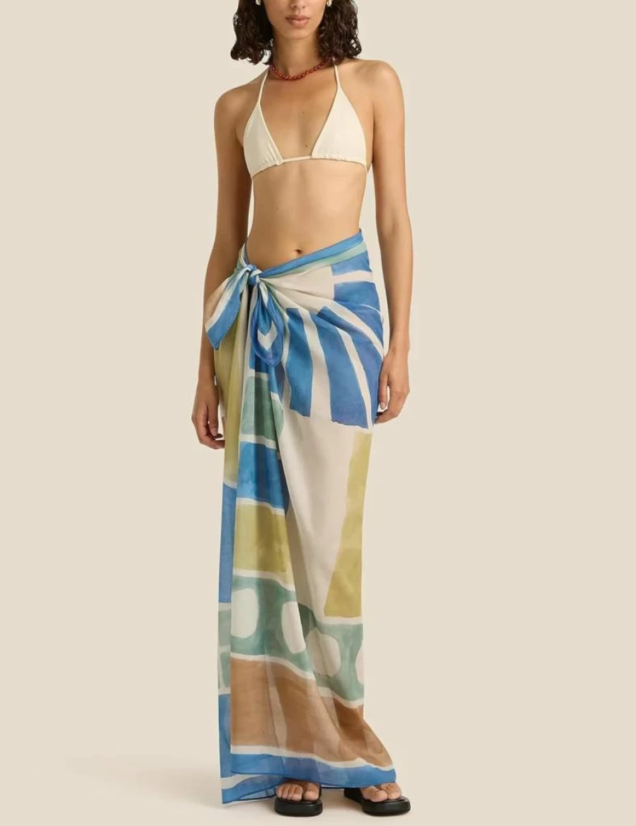 Fiona Jolin Women's Boho Printed Cotton Sarong - Lightweight Beach Cover Up, Wrap Skirt for Swimwear, Pareo Bikini Cover-Up Long