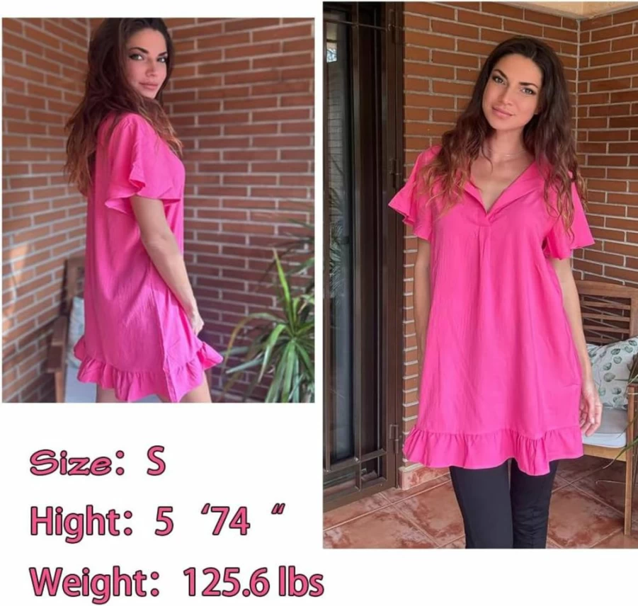 AI'MAGE Women's Flowy Ruffle Bikini Cover Up Dress - Short Sleeve Beach Swimsuit Coverup Shirt for Swimwear