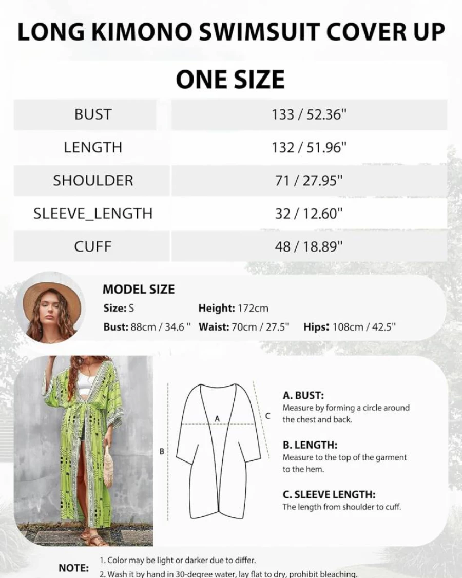 Bsubseach Women's Summer Beach Cover Up Kimono Cardigan - Lightweight Loose Swimwear Wrap for Swimsuits & Bathing Suits