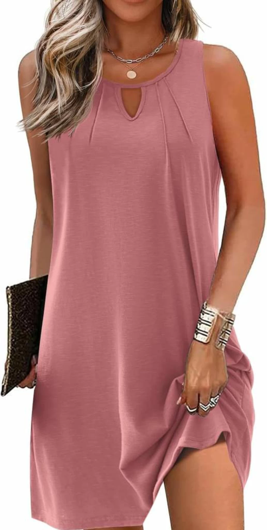 AI'MAGE Women's Sleeveless Beach Cover Up Dress - Swimsuit T-Shirt & Bathing Suit Cover for Poolside & Vacation