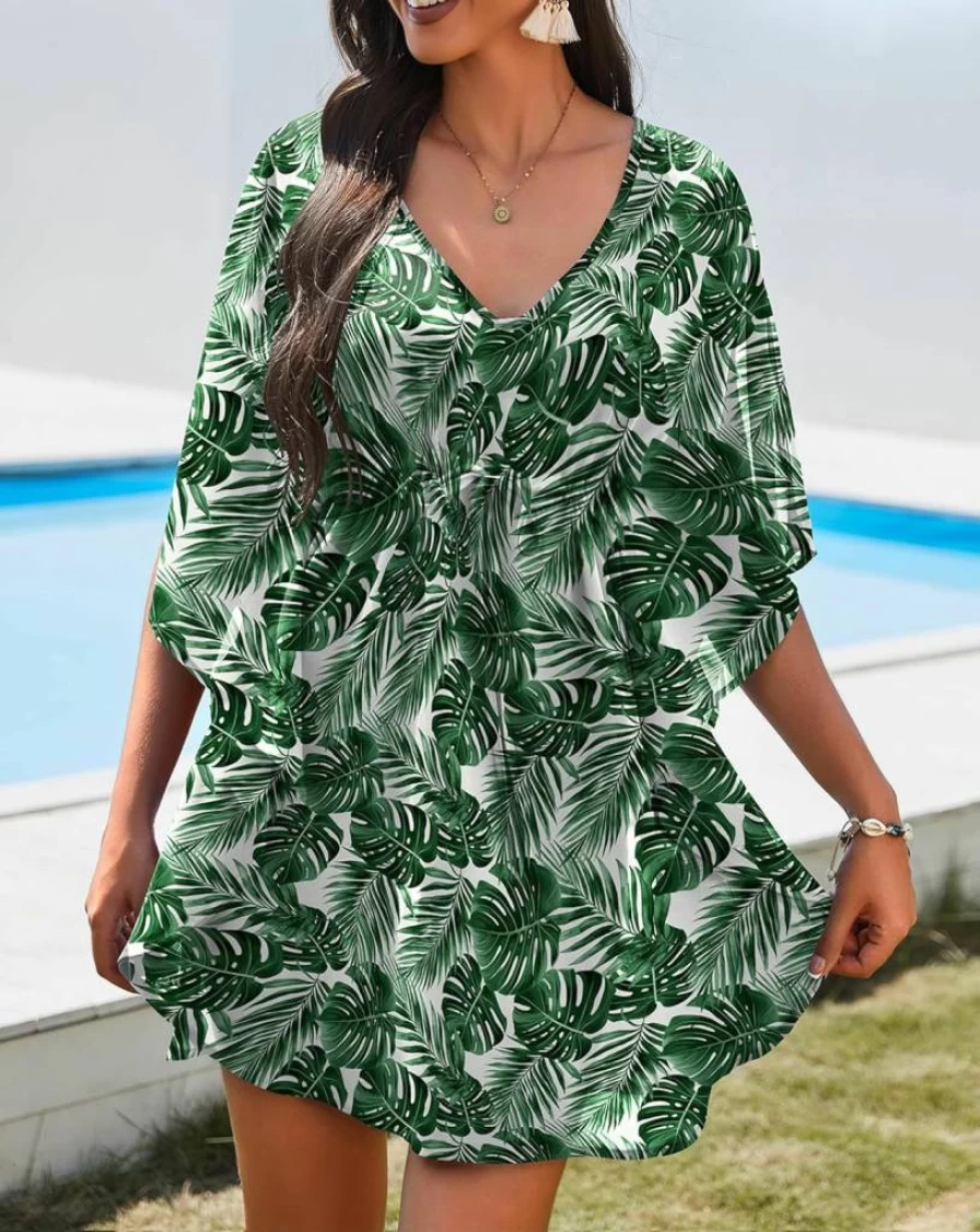 AI'MAGE Women's Sexy Sheer Chiffon Beach Cover Up Dress - Swimsuit Bathing Suit Wrap with Tie Waist for Pool & Beachwear
