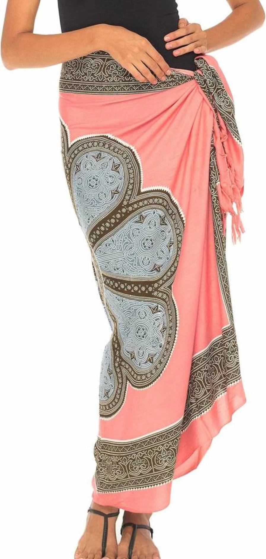 SHU-SHI Women's Floral Beach Cover Up Sarong Wrap with Coconut Button - Lightweight Swimwear Wrap for Summer