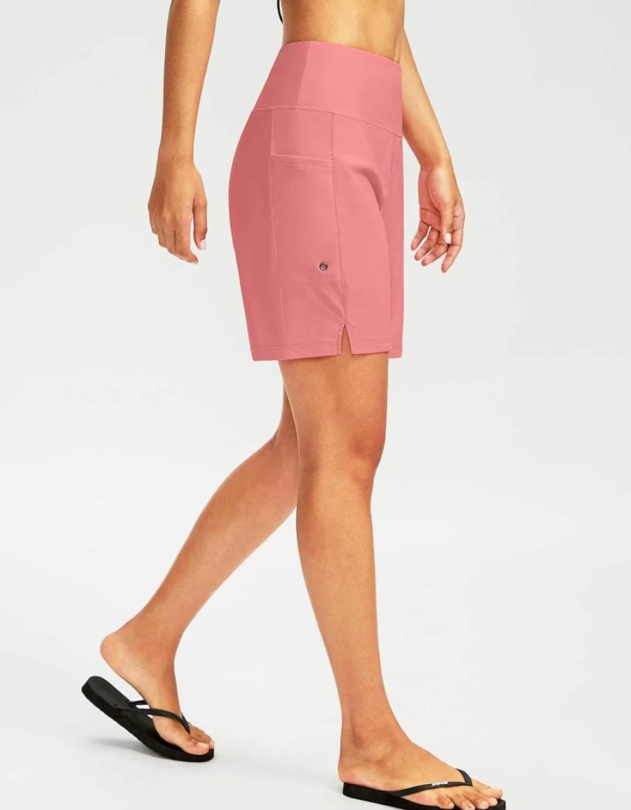G Gradual Women's High Waisted 7" Swim Board Shorts - Quick Dry Beach Shorts with Liner & Pockets for Swimming & Surfing
