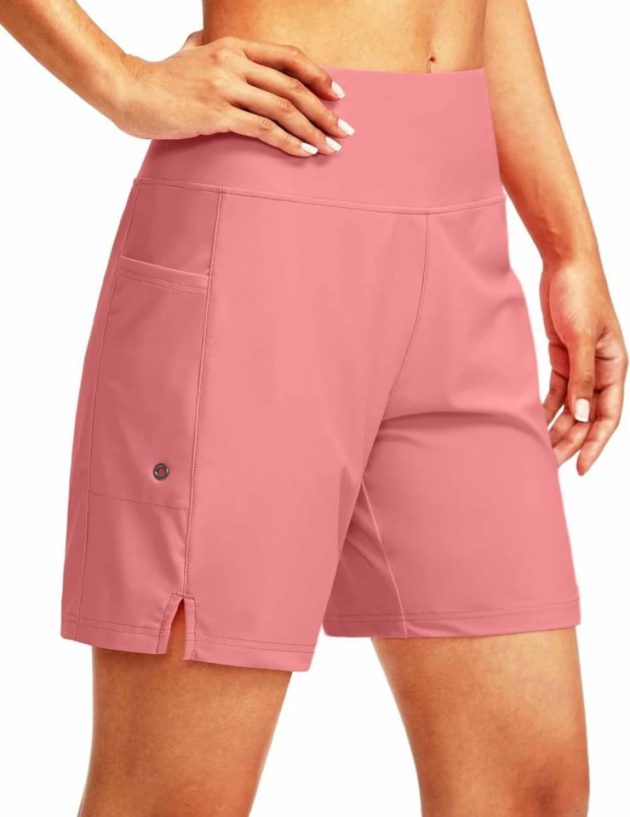 G Gradual Women's High Waisted Quick Dry Swim Board Shorts 7" Length with Liner Pockets for Beach & Swimming