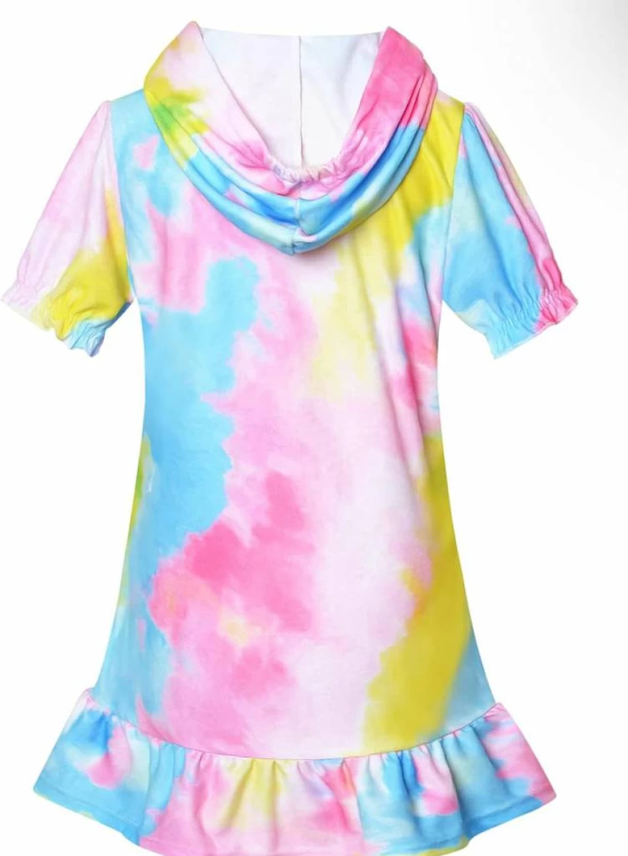 CHILDRENSTAR Girls Hooded Beach Cover-Up Robe Terry Cloth Zip-Up Swimsuit Wrap for Kids
