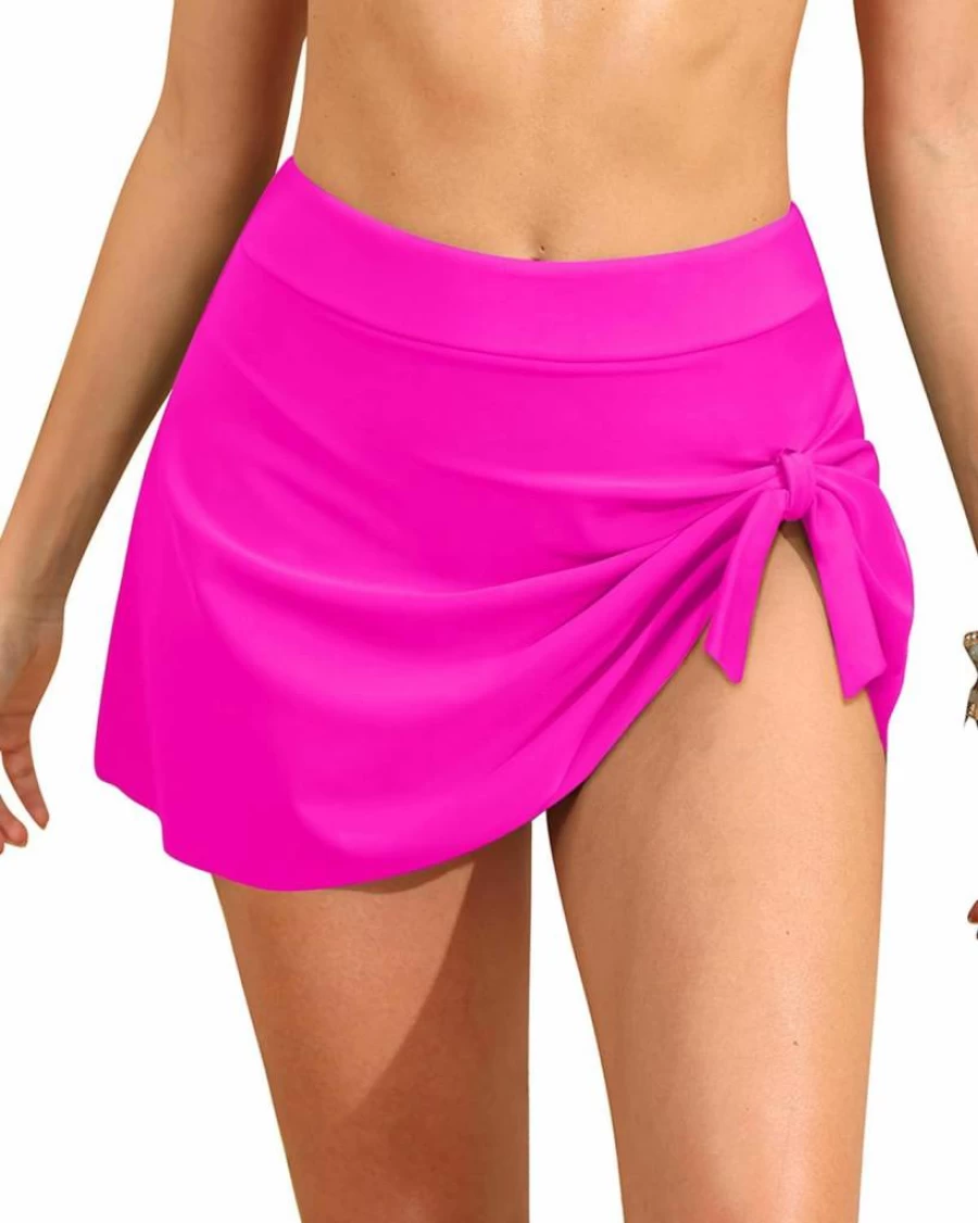 Zmart Women's High Waisted Swim Skirt with Tummy Control - 2-in-1 Swimsuit Bottom with Built-In Shorts & Underwear for Beach & Pool