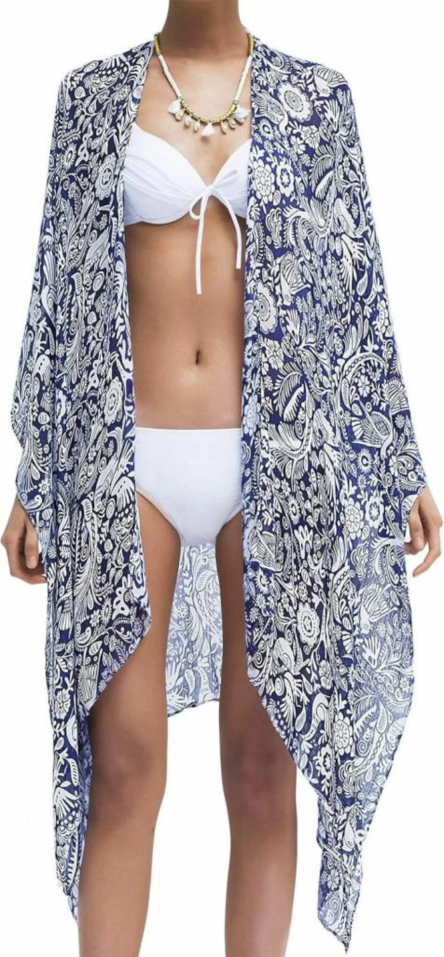 Moss Rose Women's Floral Kimono Cover Up Beach Wrap Summer Swimwear Bikini Dress