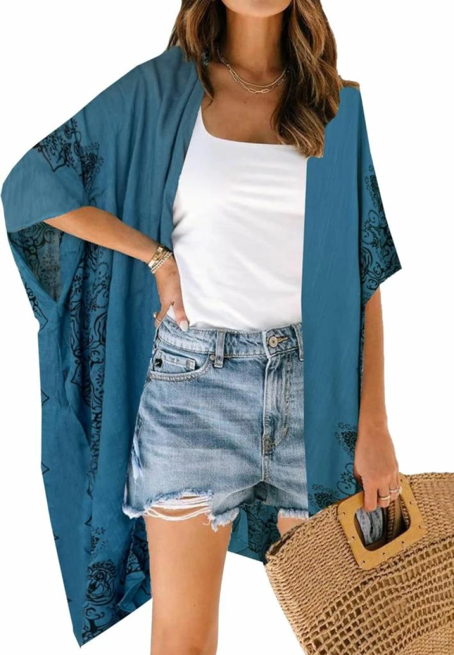 Spicy Sandia Women's Floral Kimono Cover Up - Lightweight Beach Cardigan for Swimwear & Summer
