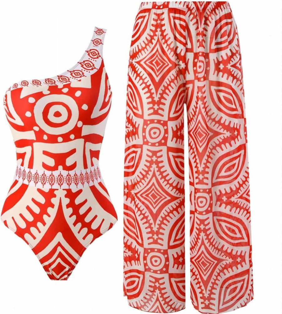 YUNIDMEIM Women's High Waisted Two Piece Swimsuit Set with Beach Cover Up Skirt - One Piece Bathing Suit