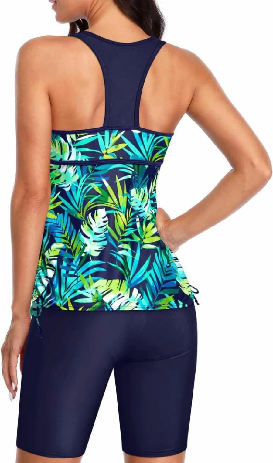 Yonique Women's Athletic Racerback Tankini Swimsuits with Shorts - Quick-Dry Bathing Suit for Sports & Swimming