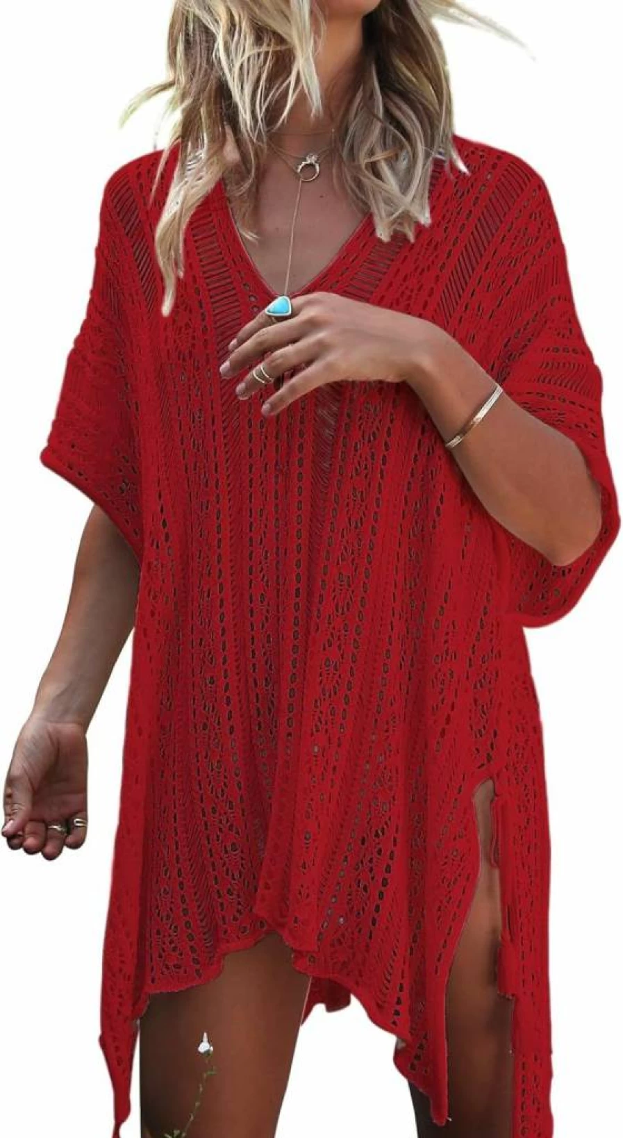 Jeasona Women's Crochet Beach Cover Up Dress for Swimwear, Pool, and Summer Outfits