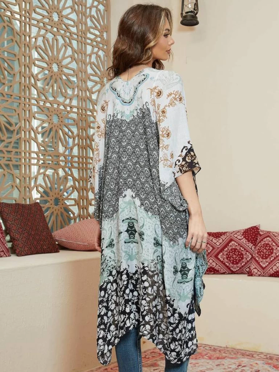 Breezy Lane Women's Floral Print Kimono Cardigan - Lightweight Summer Beach Cover Up Swimsuit Wrap for Vacation