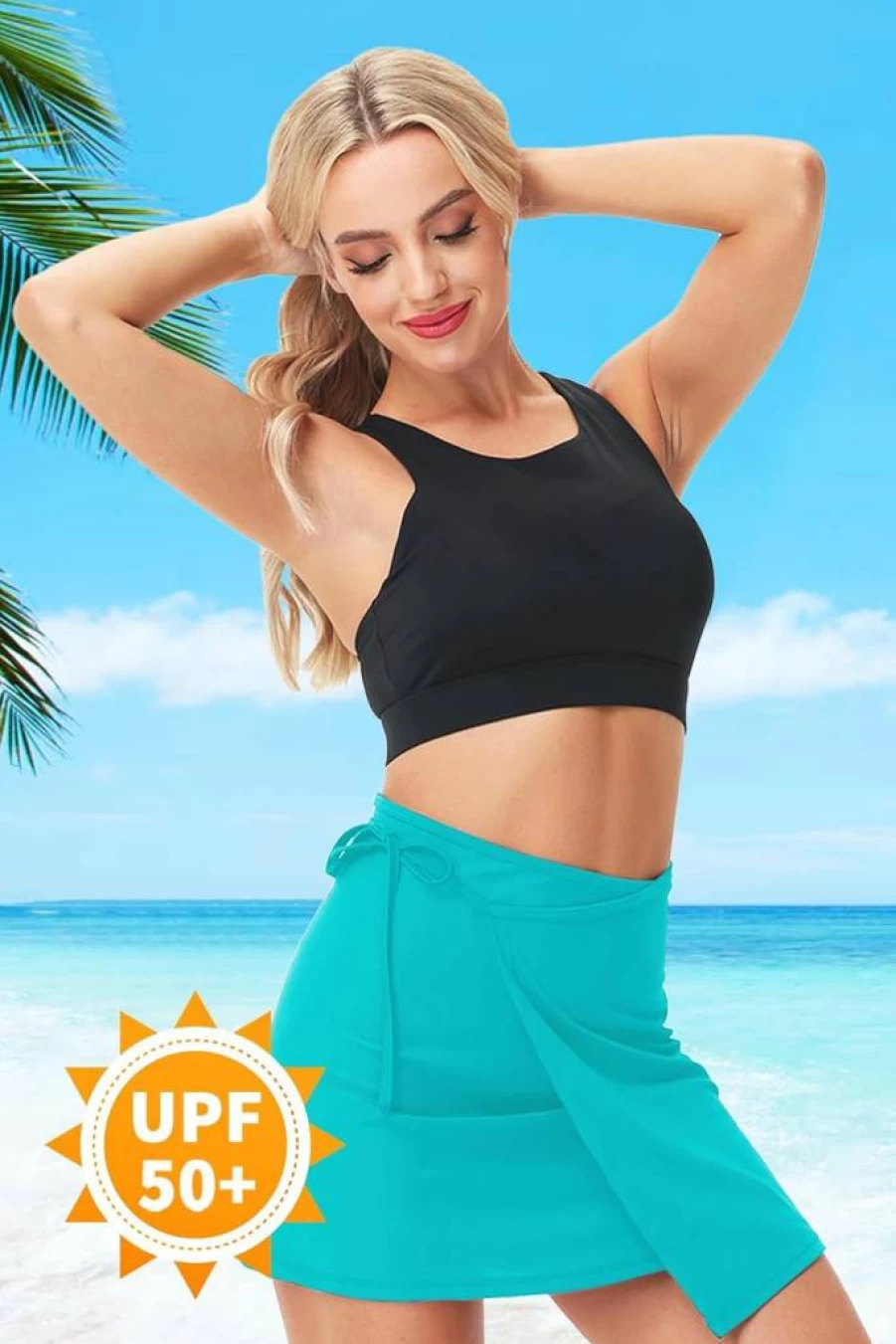 AOBUTE Women's Summer UPF 50+ Beach Wrap Skirt - Side Tie Swim Cover-Up Sarong for Swimming and Sun Protection